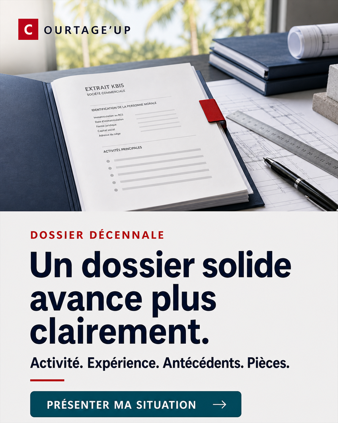 Dossier professionnel et plans de construction préparés pour une étude décennale